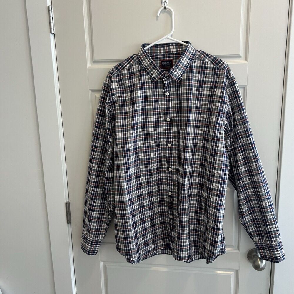 Untuckit Button Down Shirt Claye WF #41036 Color Nav Size XXL